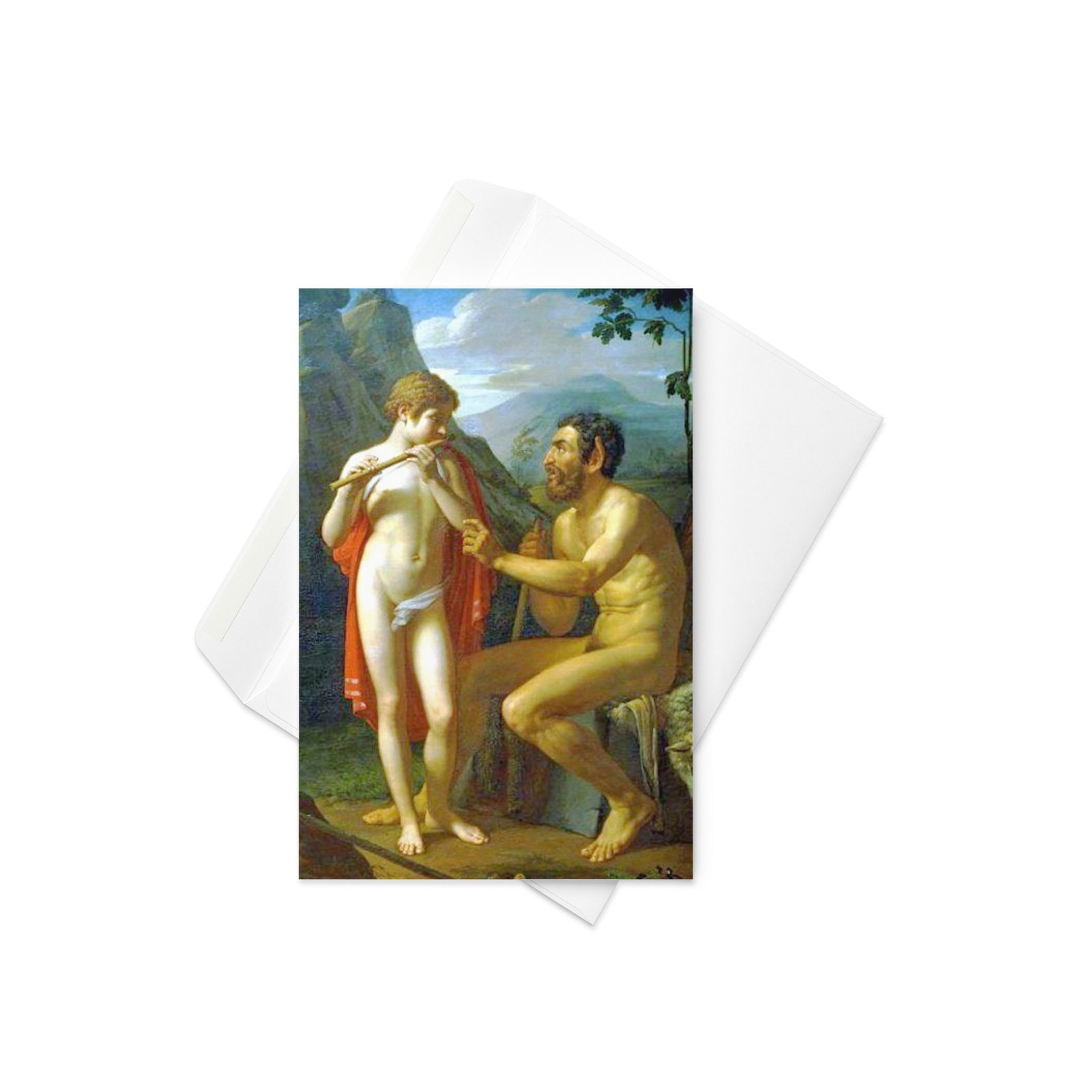 Marsyas Teaches Young Olympus Fine Art Greetings Card