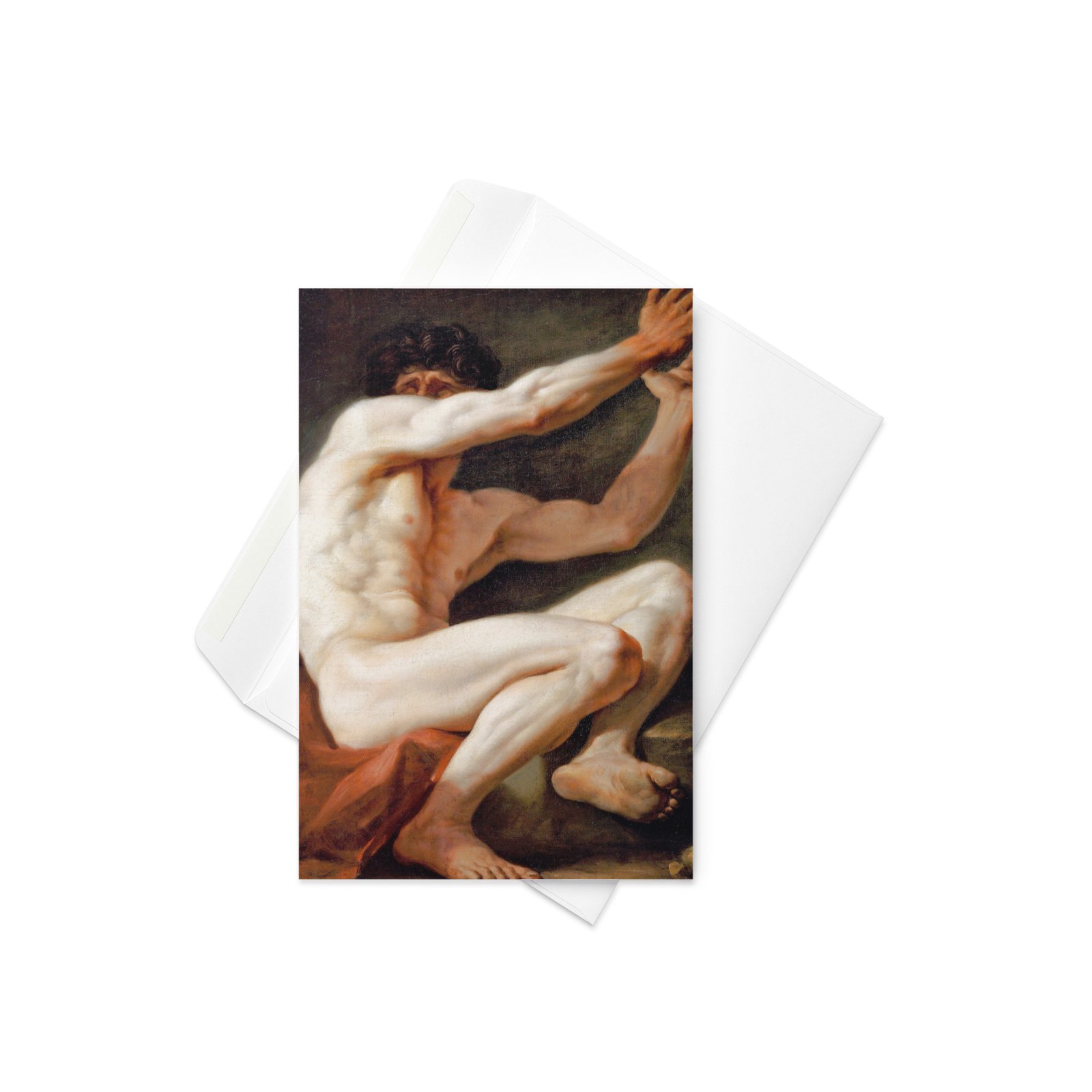 Sitting Male Nude Fine Art Greetings Card