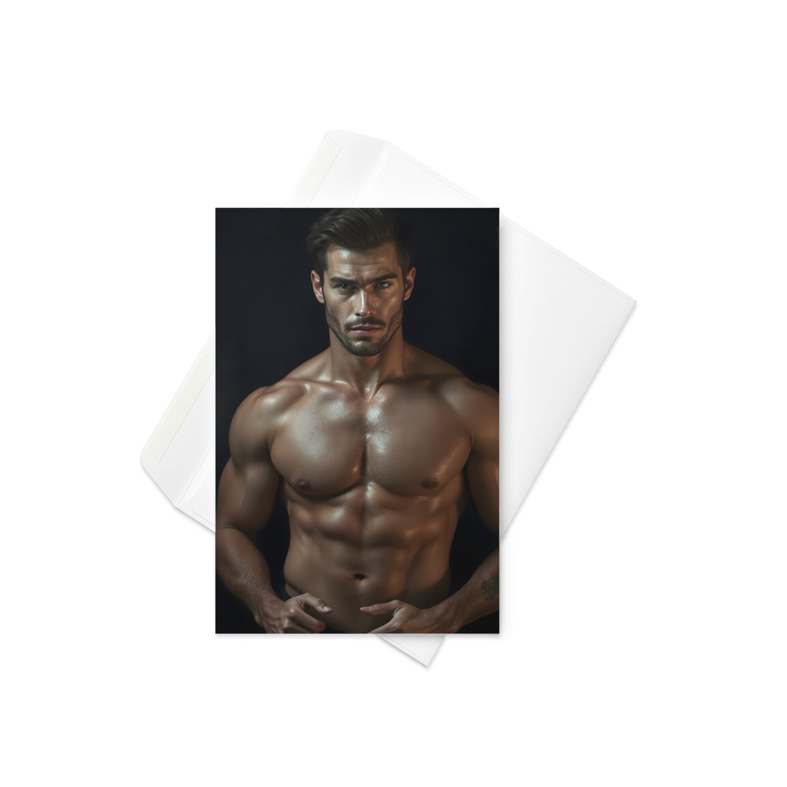 Oiled Up Hot Guy Greetings Card