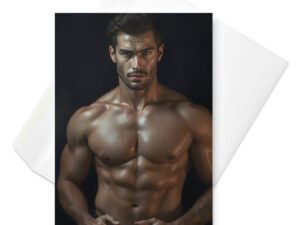 Oiled Up Hot Guy Greetings Card