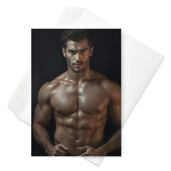 Oiled Up Hot Guy Greetings Card