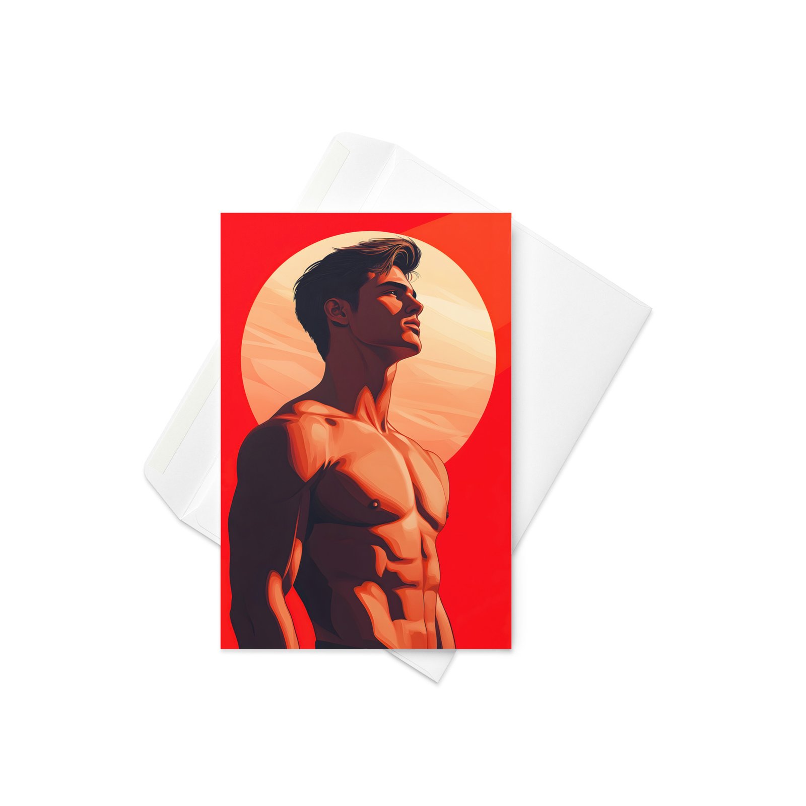 Red Dawn Hot Guy Greetings Card