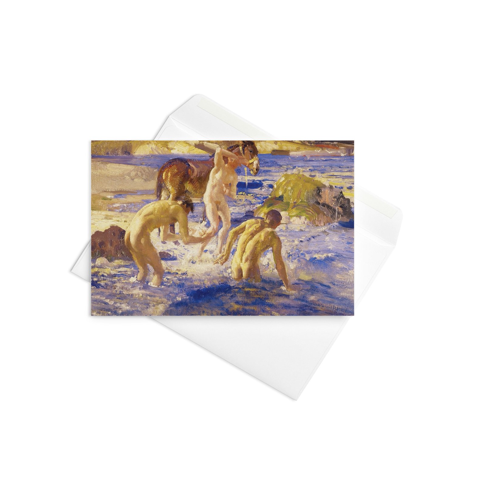 Anzacs Bathing Fine Art Greetings Card