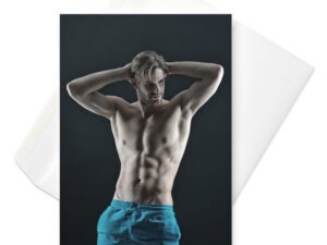 The Blue Shorts Hot Guy Greetings Card