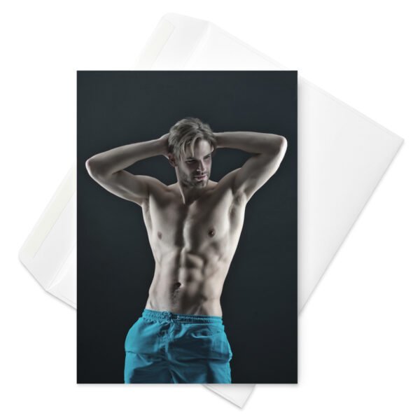 The Blue Shorts Hot Guy Greetings Card