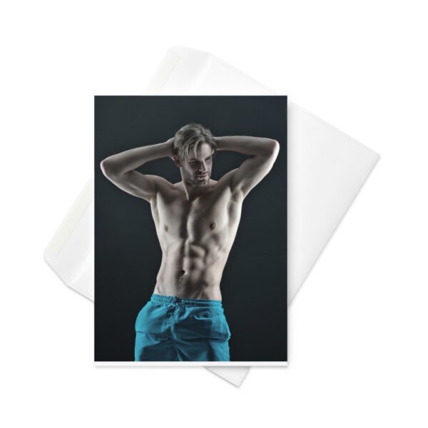 The Blue Shorts Hot Guy Greetings Card - Image 3